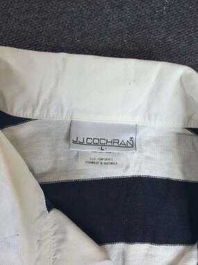 Vintage J.J. COCHRAN Striped Long Sleeve Rugby Polo Shirt Size Large